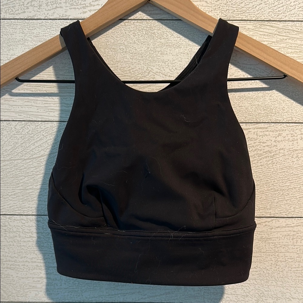 Lululemon long line high neck Women's Black Sports Bra 4